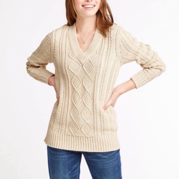 L.L. Bean Signature Vintage Cable Knit Cream 100% Cotton Fisherman’s Sweater - Picture 11 of 12